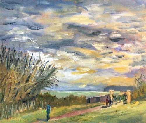 Stormy Sky in the Park An original oil painting by Julian Lovegrove Art