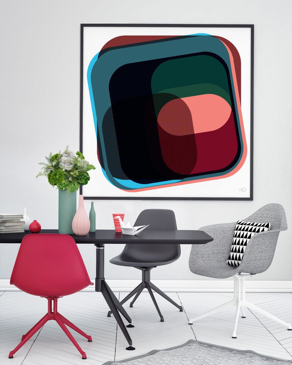 Geometric Abstract Giclee Print By Leigh Bagley, 39 X 39", Newton No:2, Original Artwork