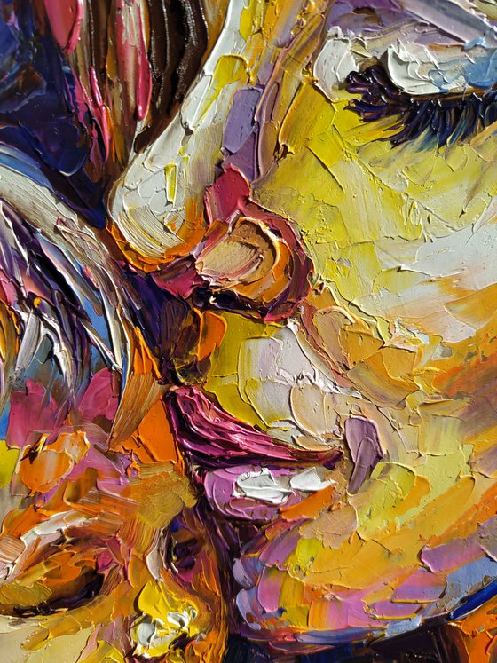 Mom's tenderness - oil painting, mother's love, love, mother, baby, mom and baby, people oil painting, child