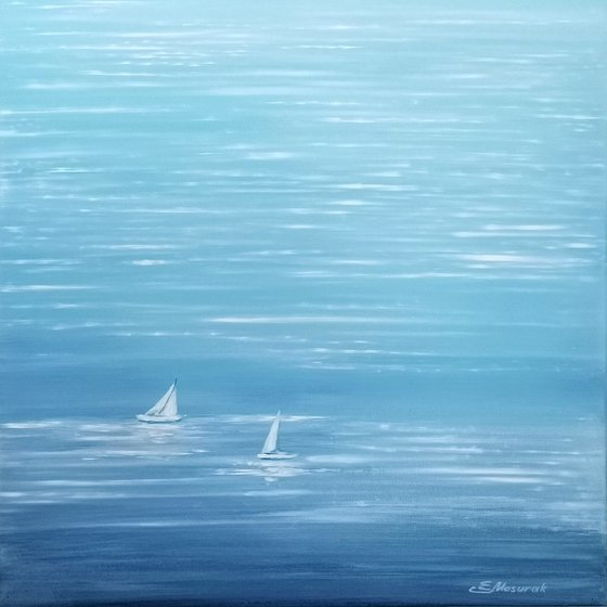 Blue Ocean / In the morning. Serene painting