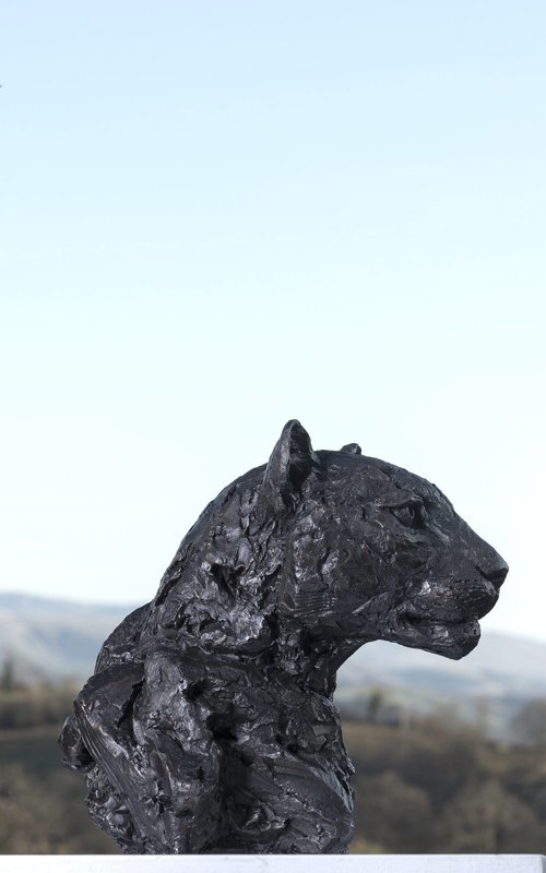 Leopard Portrait Bronze Resin by Tanya Russell