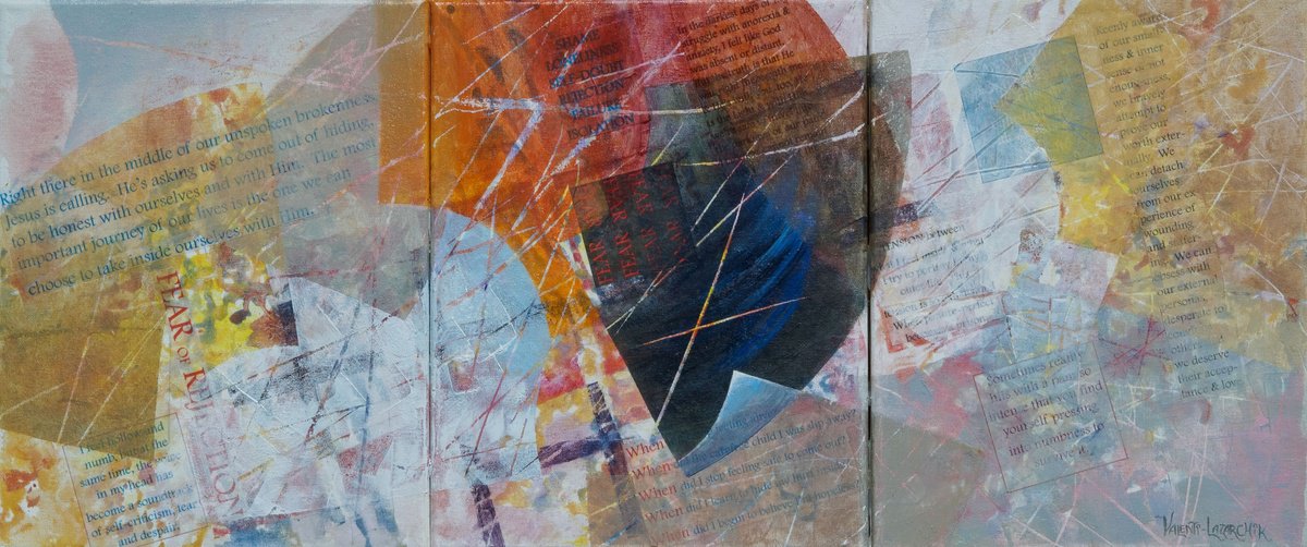 Organic Abstract Painting By Gina Valenti-Lazarchik, 33 X 14, Anxiety #1, Original Artwork