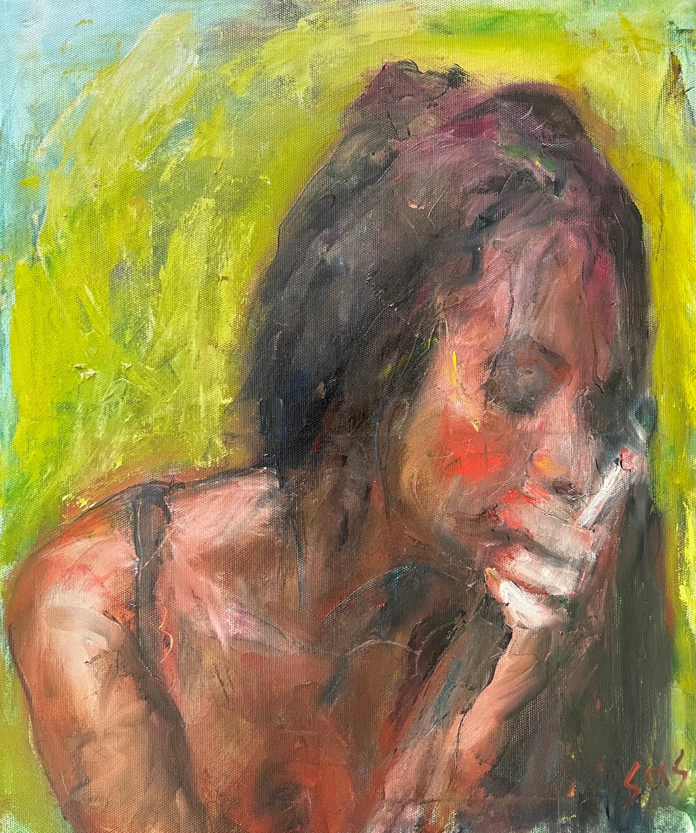 Expressive Portrait Oil Painting By Liubou Sas, 20 X 24", I