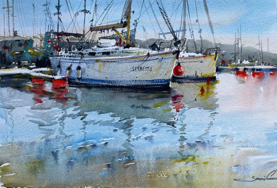 Yachts watercolor.