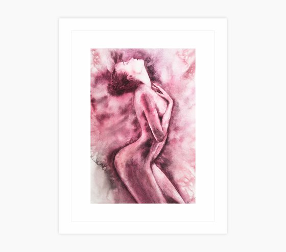 Nude sensual women watercolor painting