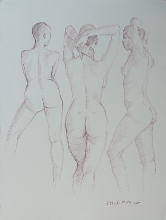 Standing female nude 3 poses