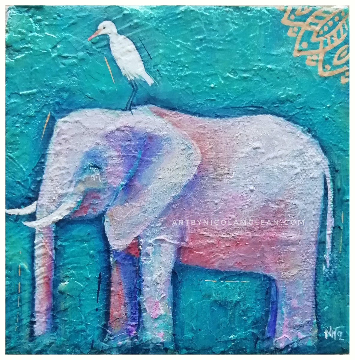Symbiosis - The elephant and the egret by Nicola McLean