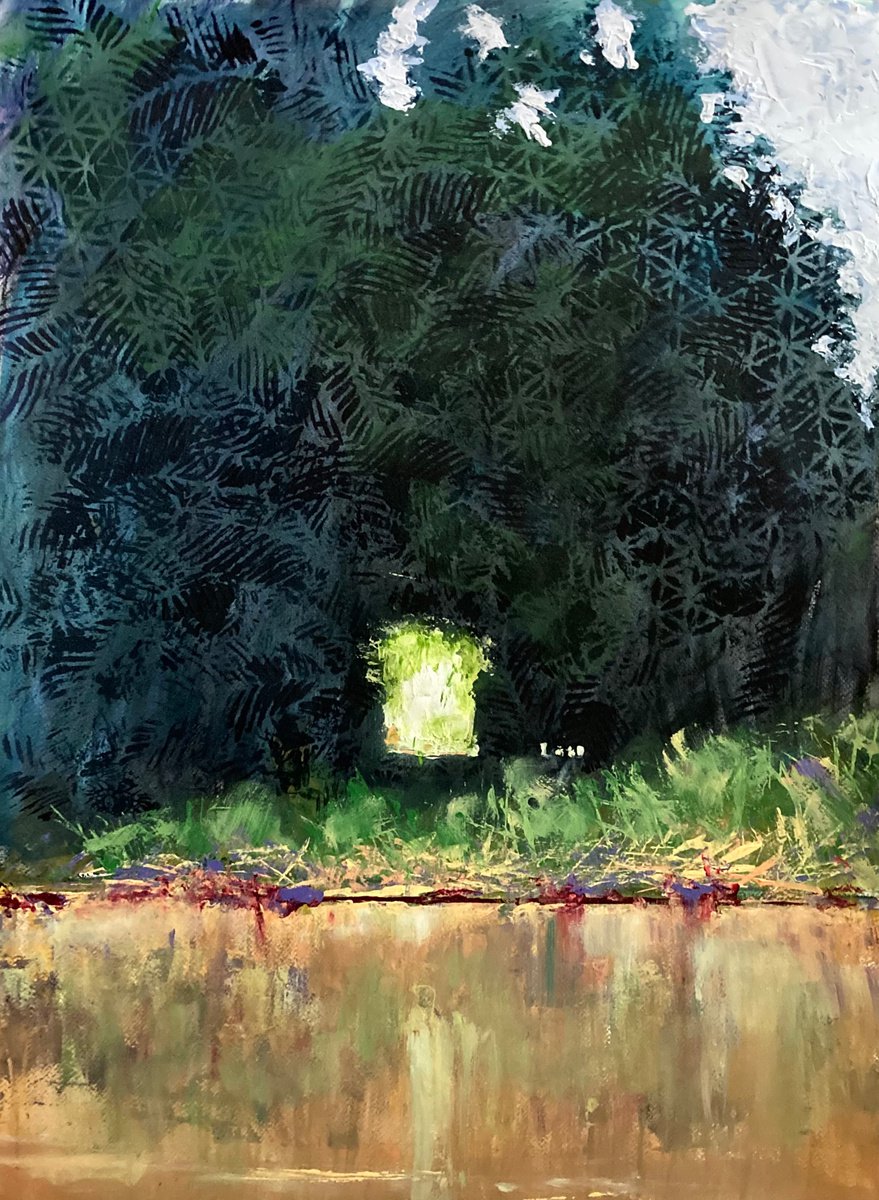 Impressionistic Landscape Acrylic Painting By John Cottee, 22 X 30, The Way Through, Original Artwork