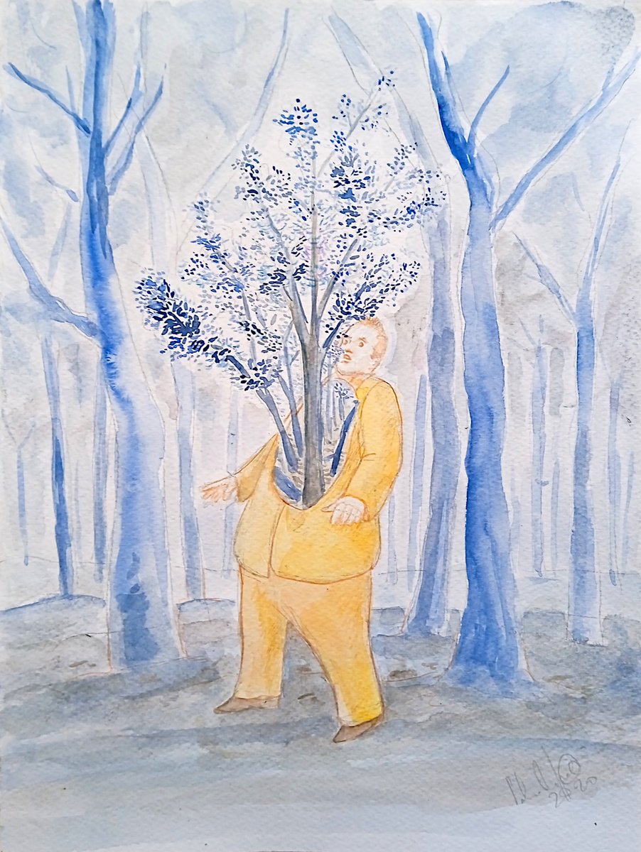 Illustrative Portrait Pastel Drawing By Paolo Beneforti, 9 X 13", The Inner Wood, Original Artwork