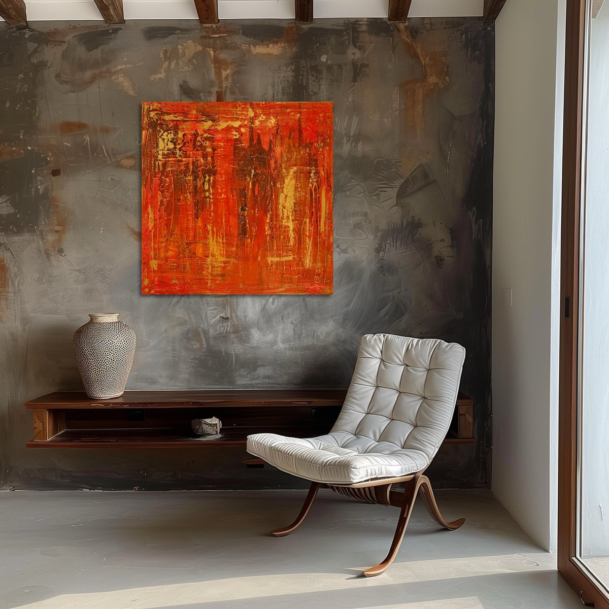 Hand-Painted Red Gold By Exclusive Arts, 33 X 33, Artwork For Sale On Artfinder