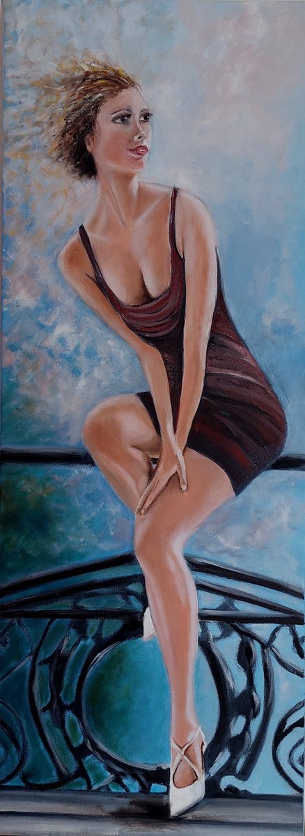 Impressionistic Portrait Oil Painting By Ira Whittaker, 12 X 31, I