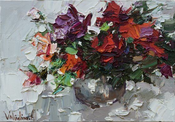 Roses in a vase  Still life painting- Original impasto oil painting