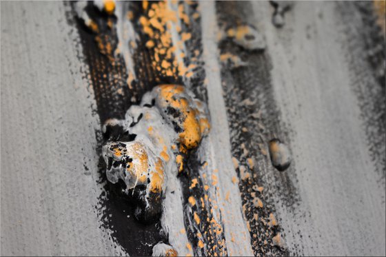 Relationships - abstract acrylic painting, canvas wall art, black, white, gold, framed modern art