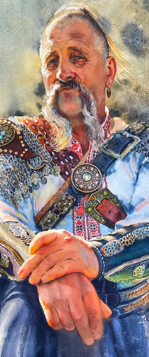 Cossack after the fight Painting by Samira Yanushkova