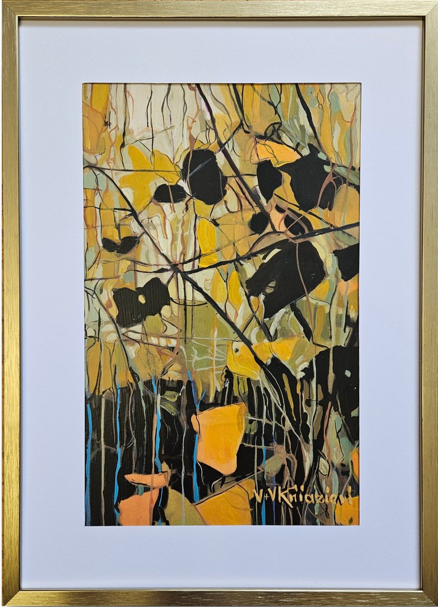 Abstract Acrylic Painting By V+V Kniazievi, 9 X 12", Just Herbs #15, Original Artwork