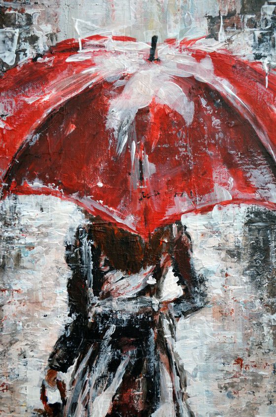 Red Umbrella- Long Deep Edge Canvas Ready to Hang