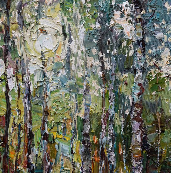 Birch trees Original Oil painting 60 x 90 cm FREE SHIPPING