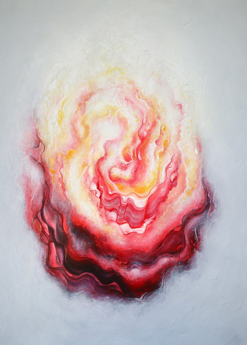 Organic Abstract Acrylic Painting By Tam Chianta, 20 X 28", Tingling, Original Artwork