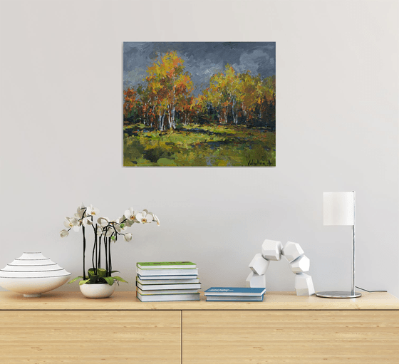 Autumn Birch Grove Landscape painting