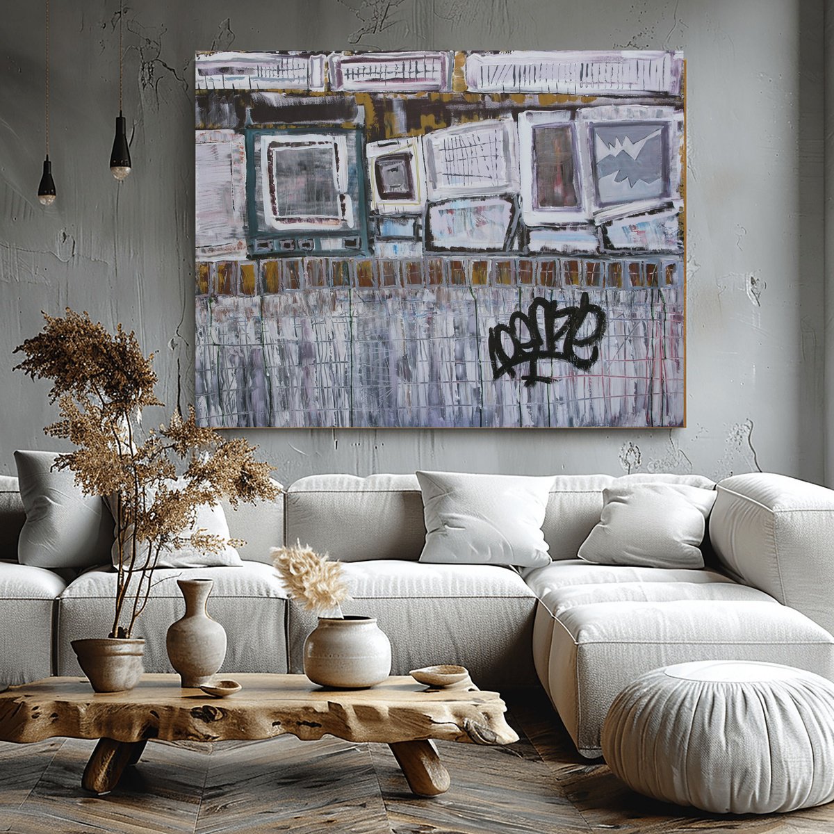 Organic Abstract Acrylic Painting By Loretta Kaltenhauser, 60 X 48", Tenement, Original Artwork