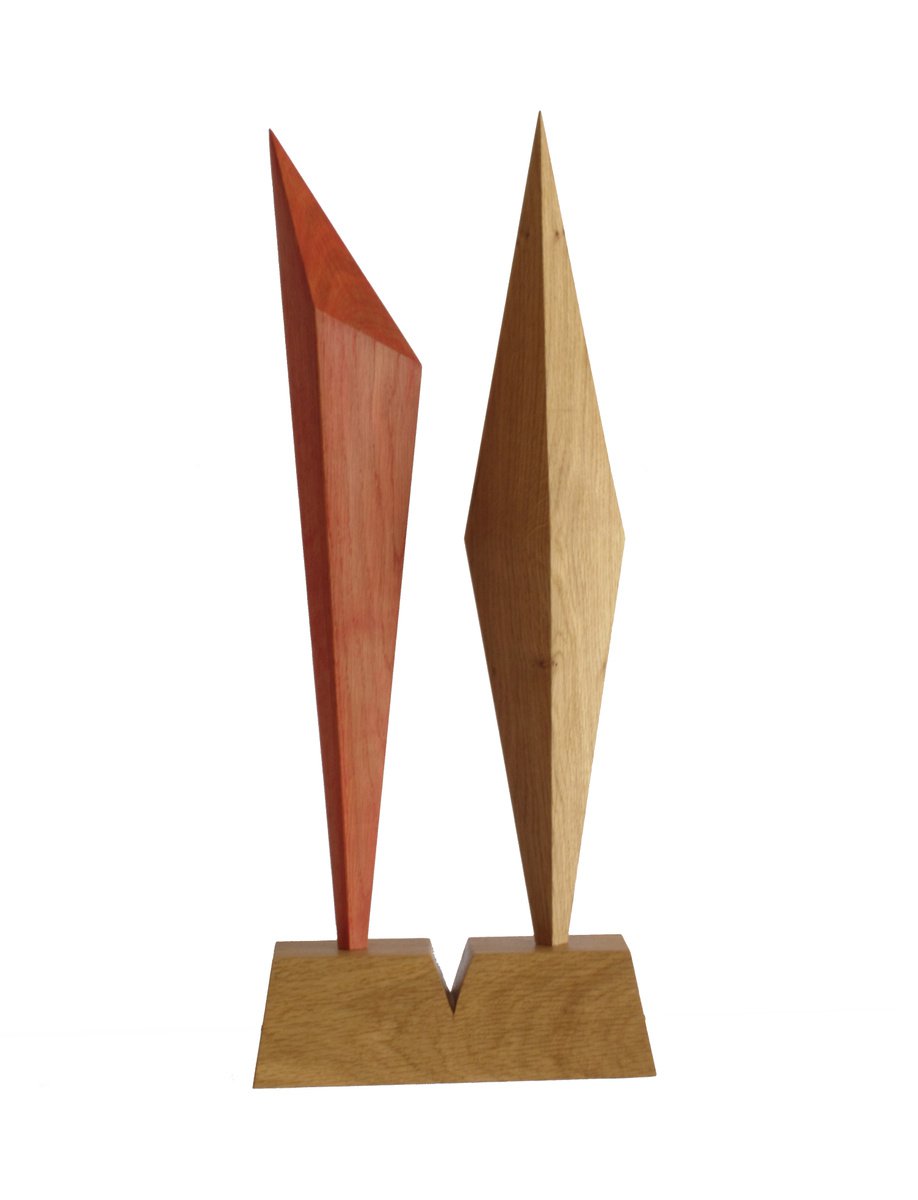 Geometric Abstract Wood Sculpture By Nikola Tsvetanov, 8 X 19", "Verge", Original Artwork