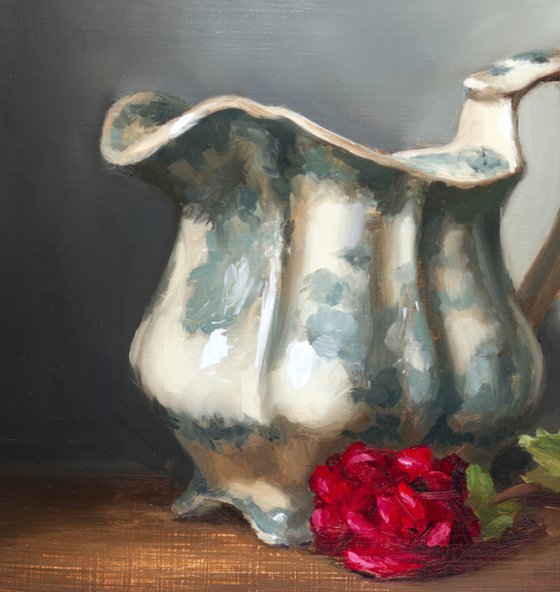 Antique Pitcher and a Red Rose