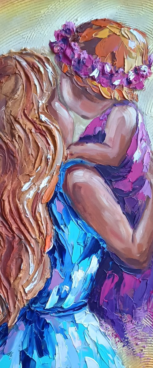 Tenderness - oil painting, mother's love, love, mother, baby, mom and baby, people oil painting, child by Anastasia Kozorez