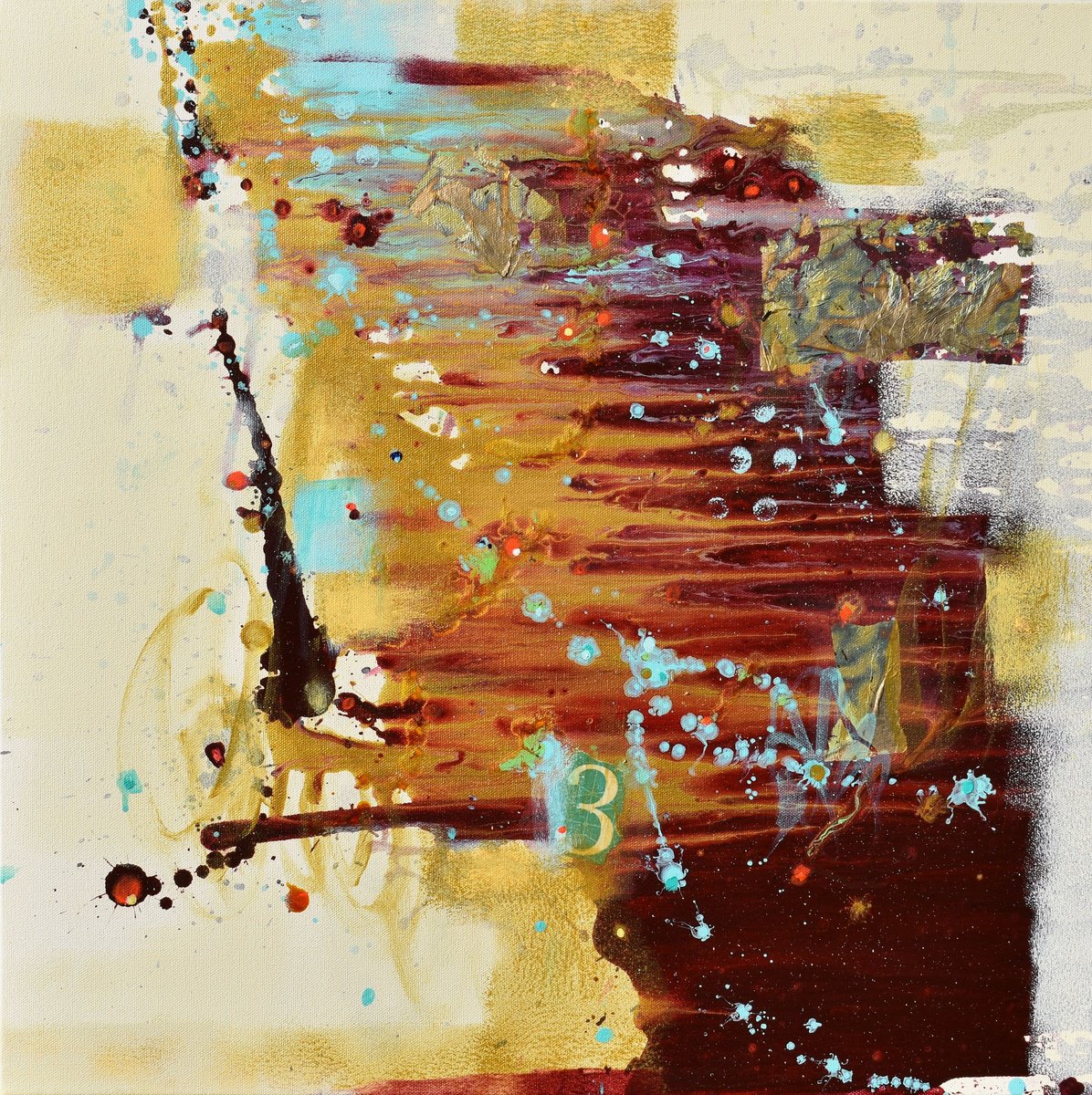 Abstract Acrylic Painting By Cynthia Ligeros, 24 X 24, Between The Shadows, Original Artwork