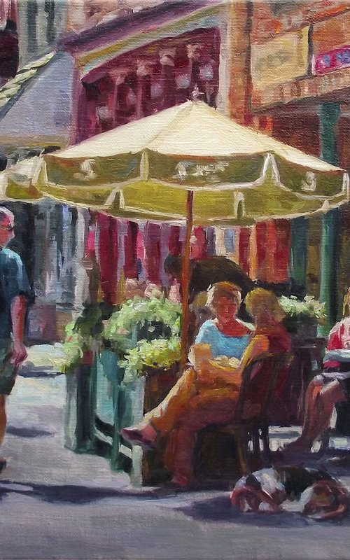 Street, urban art ORIGINAL PAINTING city SUNNY DAY by Vachagan Manukyan
