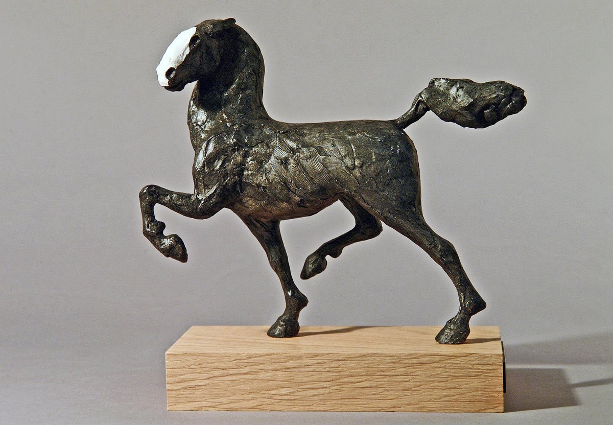 Expressive Animal Sculpture By Holly Bennett, 8 X 8, Trotting Horse Ii, Original Artwork