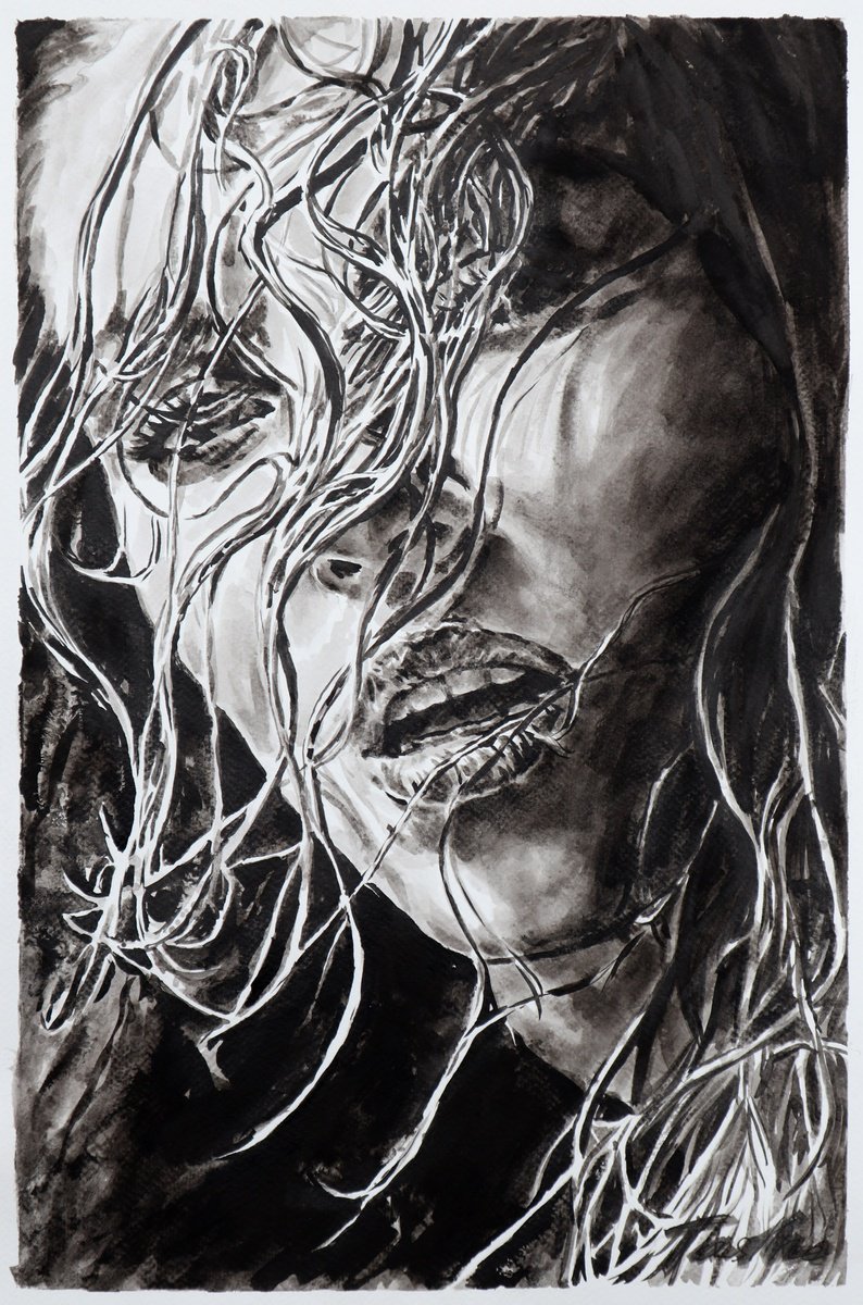 Urban And Pop Ink Drawing , A Breath Of Desire By Tashe, 12 X 18, Artwork For Sale On Artfinder