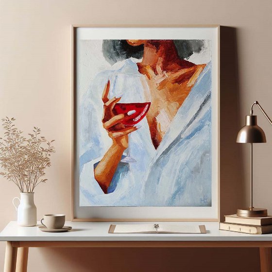 Girl with a glass of wine