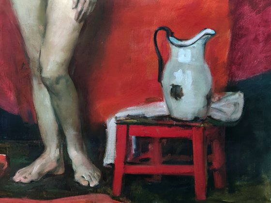 Nude and a bath jug