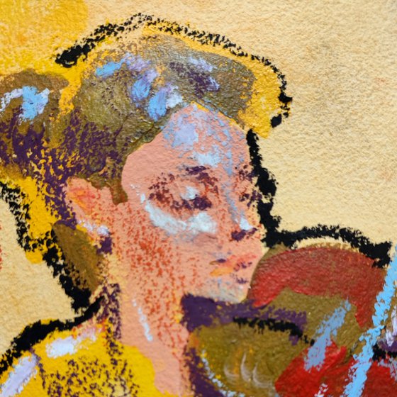 Golden Melody - Oil Pastel Painting
