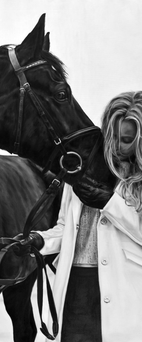 Big oil painting with horse "Unity" 100*120 cm by Irina Ivlieva