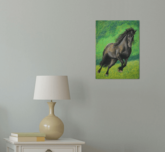 Horse / FROM THE ANIMAL PORTRAITS SERIES / ORIGINAL OIL PASTEL PAINTING