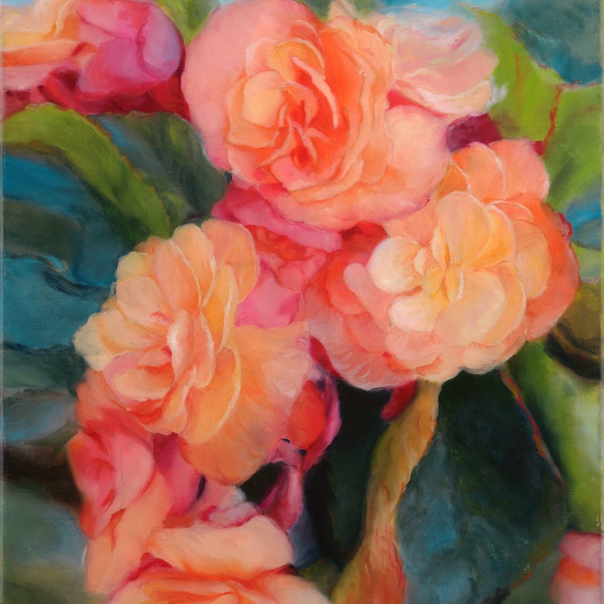 Photorealistic Oil Painting , Begonias By Silvia Haban, 16 X 20, Artwork For Sale On Artfinder
