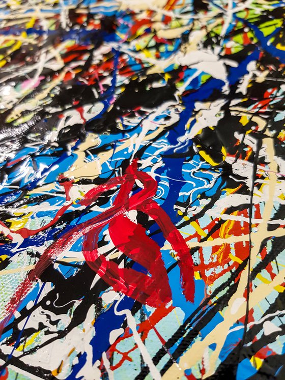 Tendaro N-7 (H)132x(W)132 cm. Similar to a Jackson Pollock