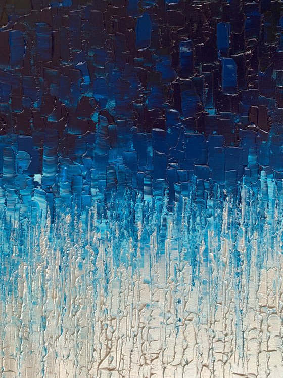 Cascade of Blue - LARGE,  TEXTURED, PALETTE KNIFE ABSTRACT ART – EXPRESSIONS OF ENERGY AND LIGHT. READY TO HANG!