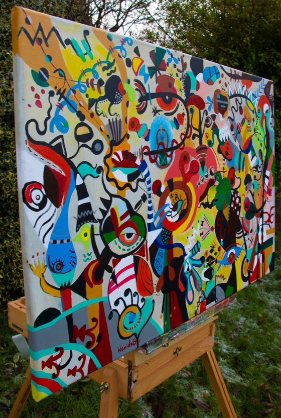 None Of The Above, Originalabstract painting inspired by Joan Miro, Wall art, Ready to hang