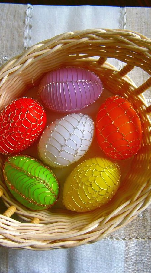 Easter eggs in wicker basket 1 by Emília Urbaníková