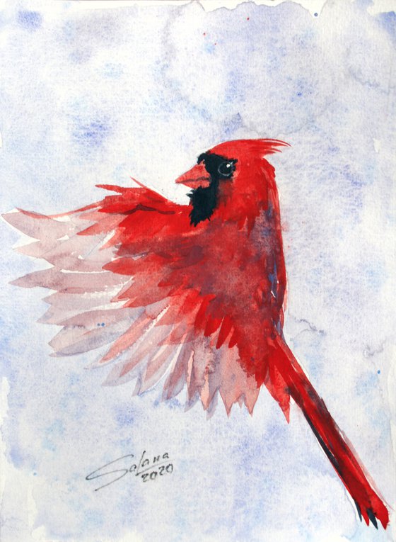 Cardinal III - Bird portrait /  ORIGINAL PAINTING