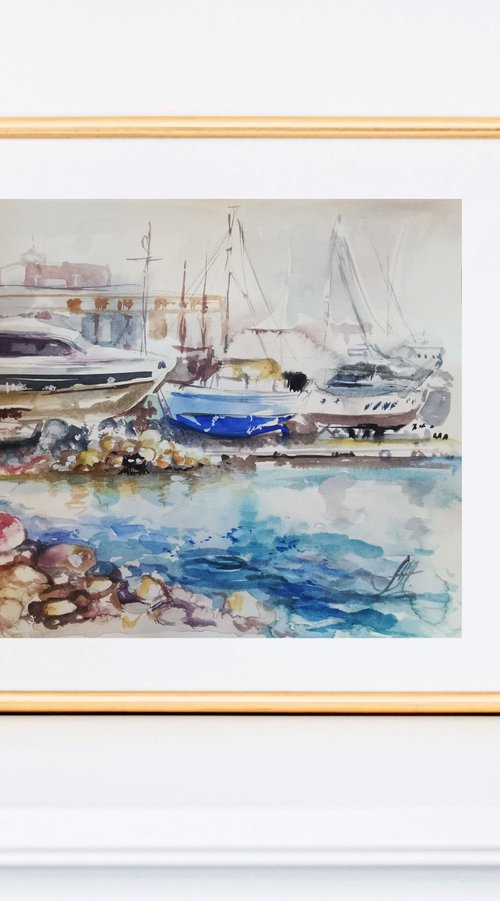 Sea Coastal Art Seaside-inspired Paintings on paper, watercolor art by Annet Loginova