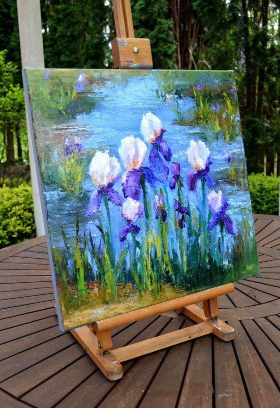 Pond with Beautiful Irises