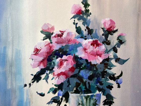 Watercolor “Still life. Peonies perfume” perfect gift