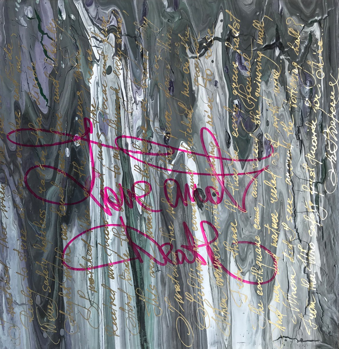 Expressive Abstract Painting By Anastasia Terskih, 12 X 12, Love And Death, Original Artwork