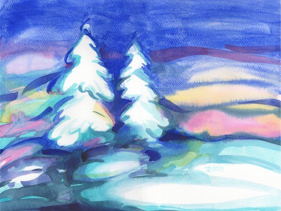 Winter landscape - wind