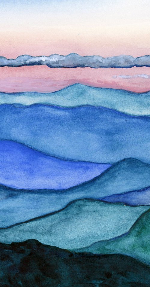 Blue Ridge Watercolor Blue by Catherine Twomey