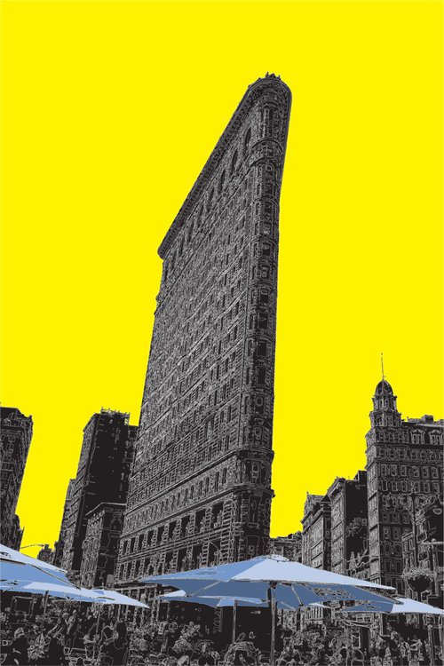 The Flatiron Building 2 NY on yellow by Keith Dodd