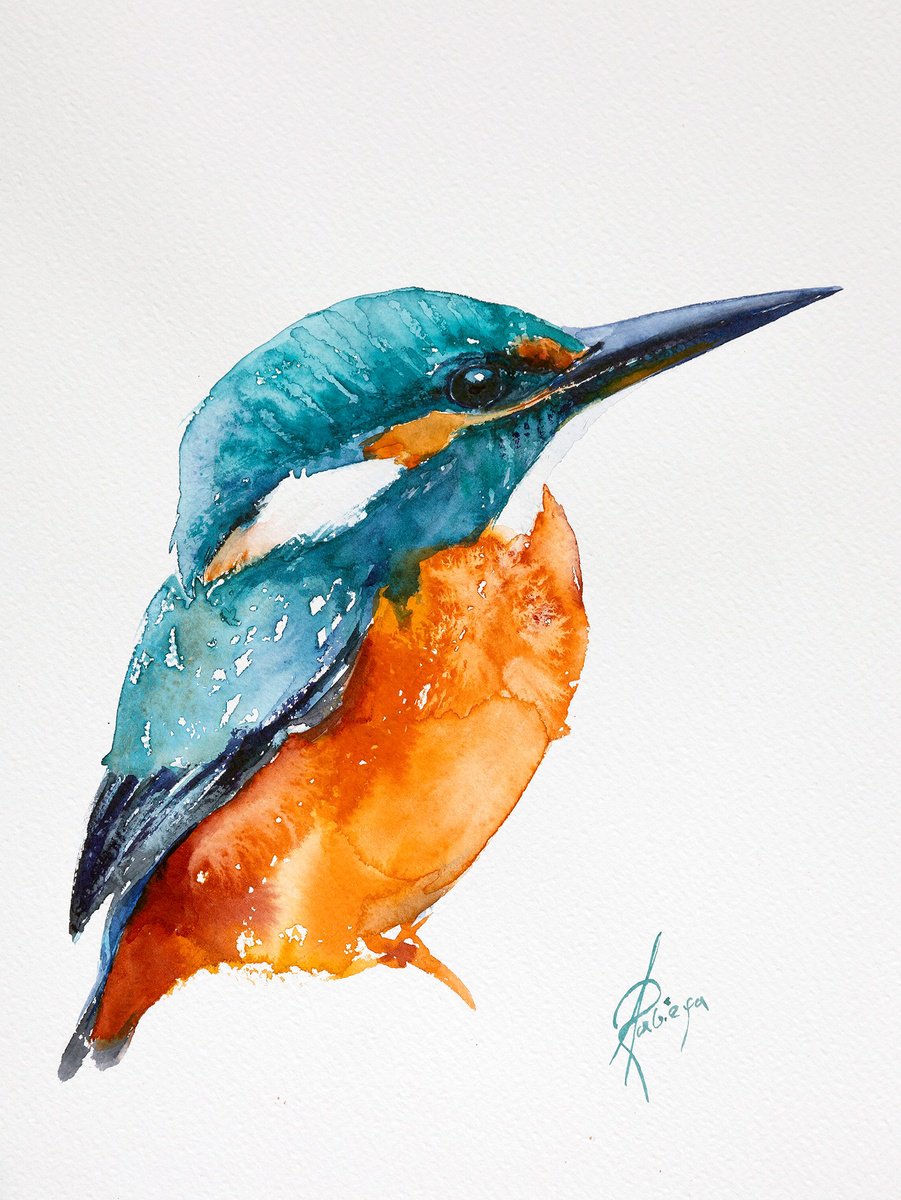 Animal Watercolour By Andrzej Rabiega, 9 X 12, Kingfisher I, Original Artwork